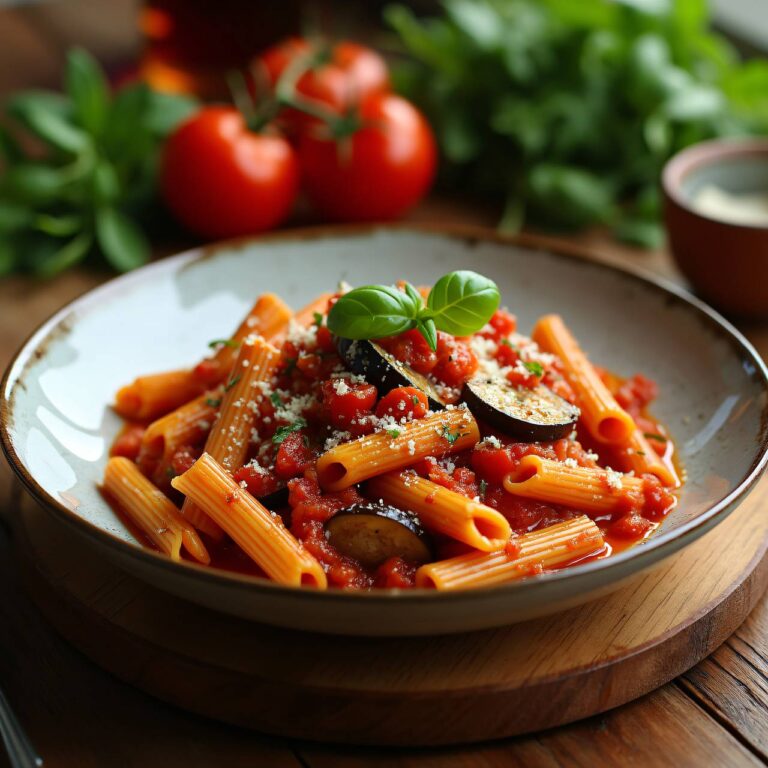 Penne mit Auberginen-Tomatensauce Rezept