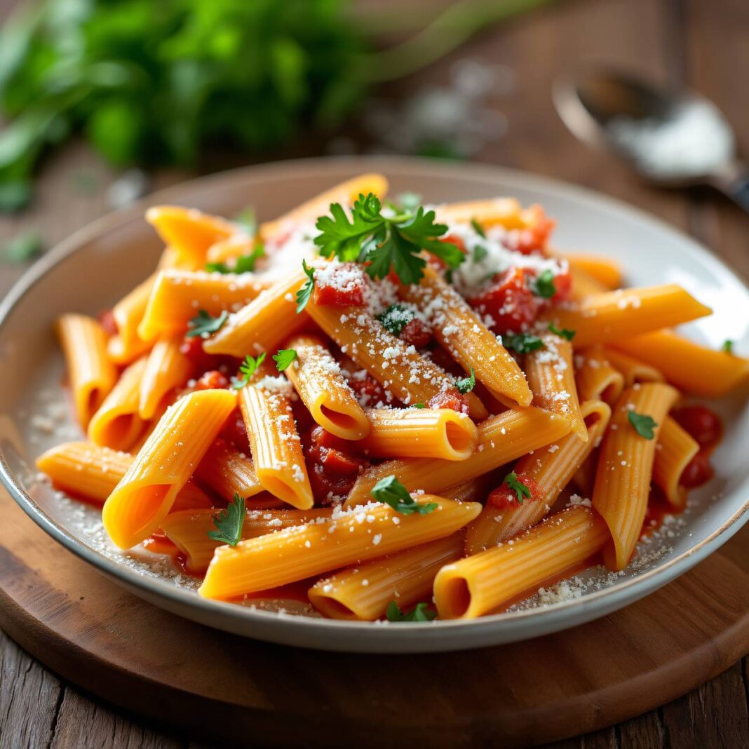 Penne mit fünf Zutaten Rezept Penne mit fünf Zutaten Rezept