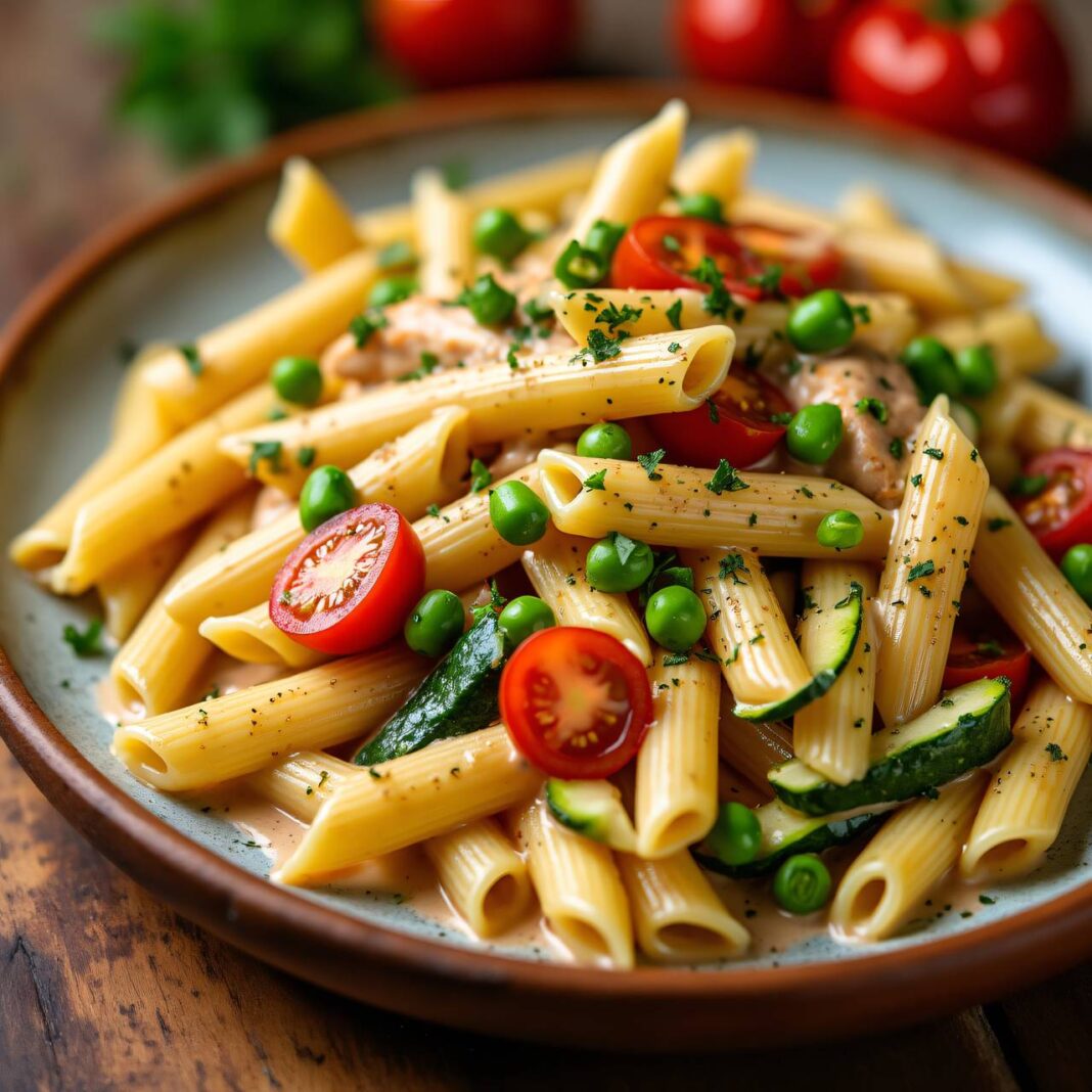 Penne mit Hähnchen und Gemüse Rezept Penne mit Hähnchen und Gemüse Rezept
