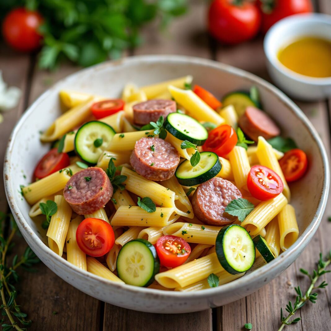 Penne-Salat mit Wurst Rezept Penne-Salat mit Wurst Rezept
