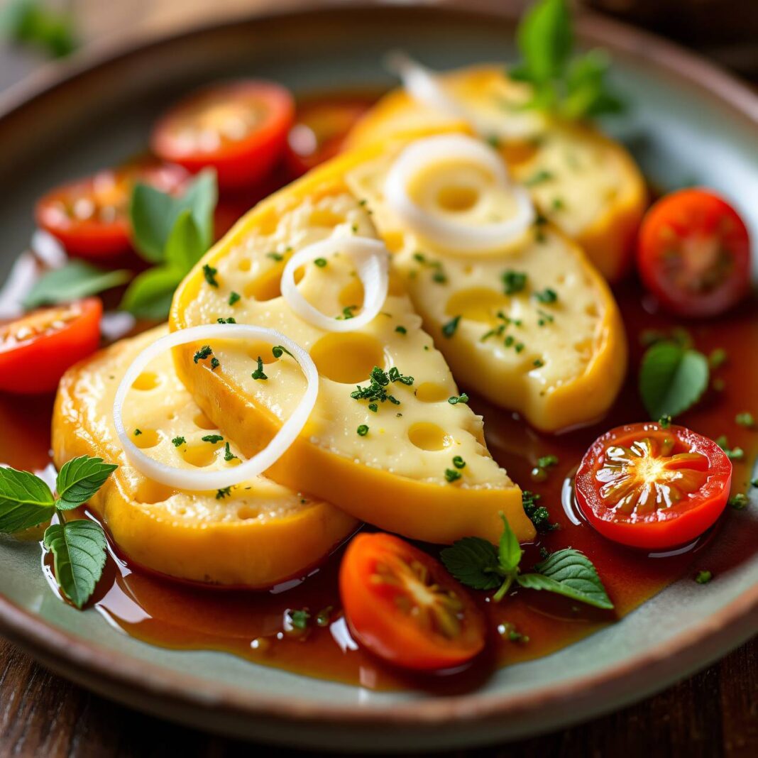 Pfefferkäse mit karamellisierten Tomaten Rezept Pfefferkäse mit karamellisierten Tomaten Rezept