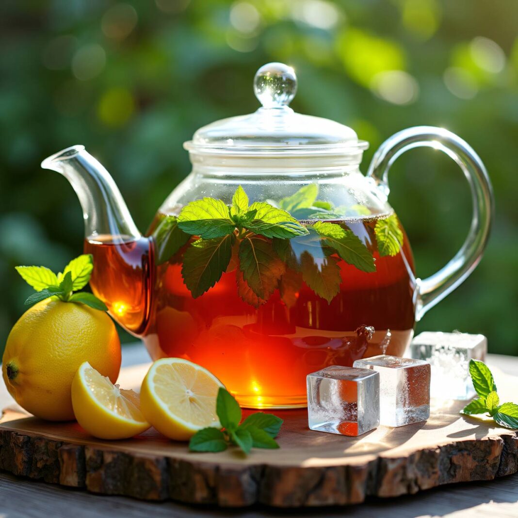 Pfefferminz-Zitronenmelisse-Eistee Rezept Pfefferminz-Zitronenmelisse-Eistee Rezept