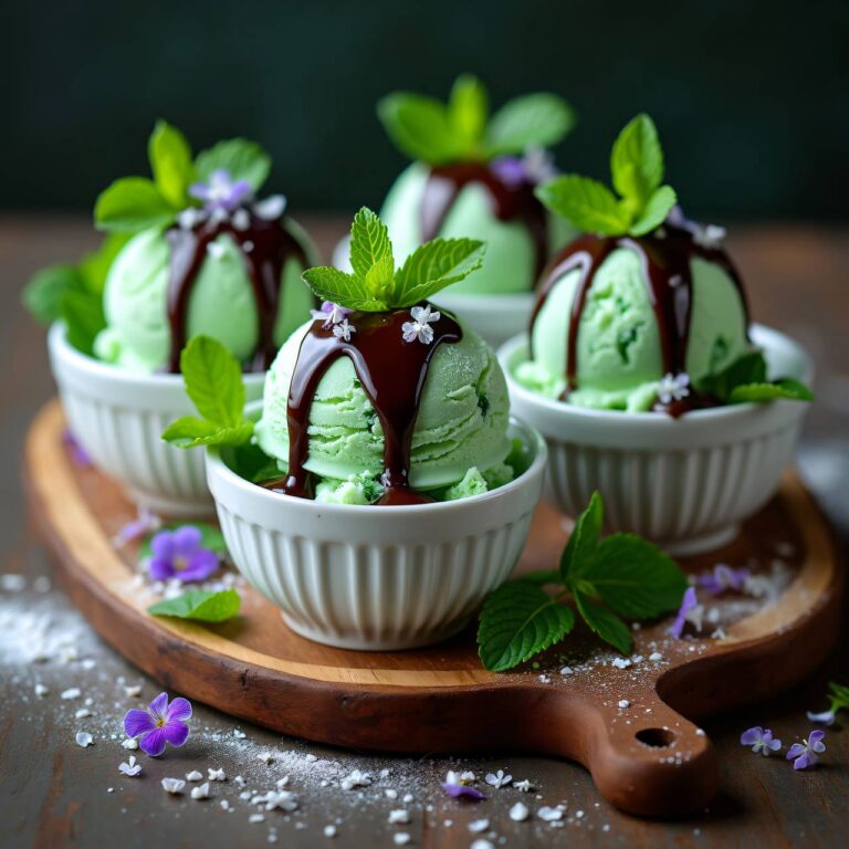 Pfefferminzglace mit Schokoladensauce Rezept