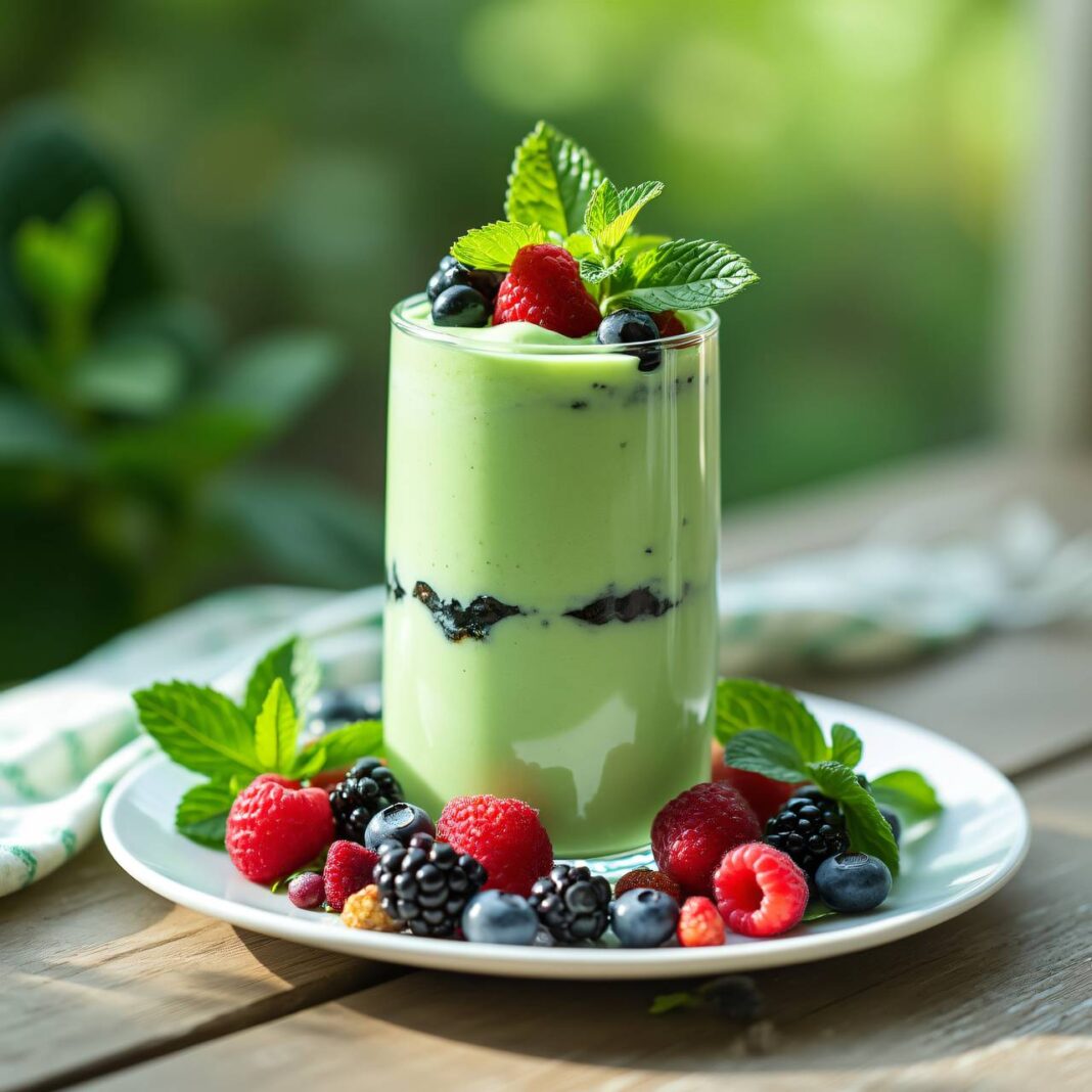 Pfefferminzparfait mit Sommerbeeren Rezept Pfefferminzparfait mit Sommerbeeren Rezept