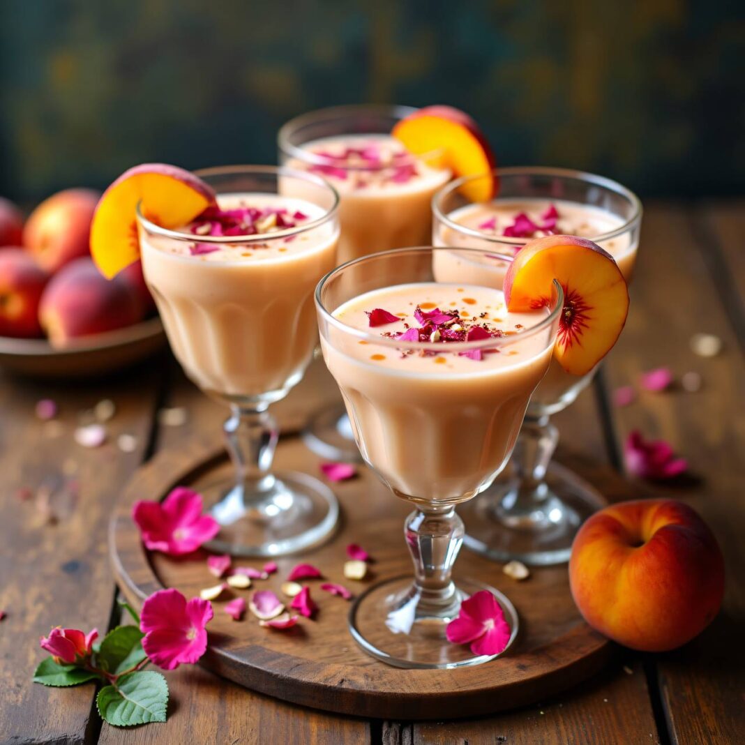 Pfirsich-Rosen-Lassi Rezept Pfirsich-Rosen-Lassi Rezept