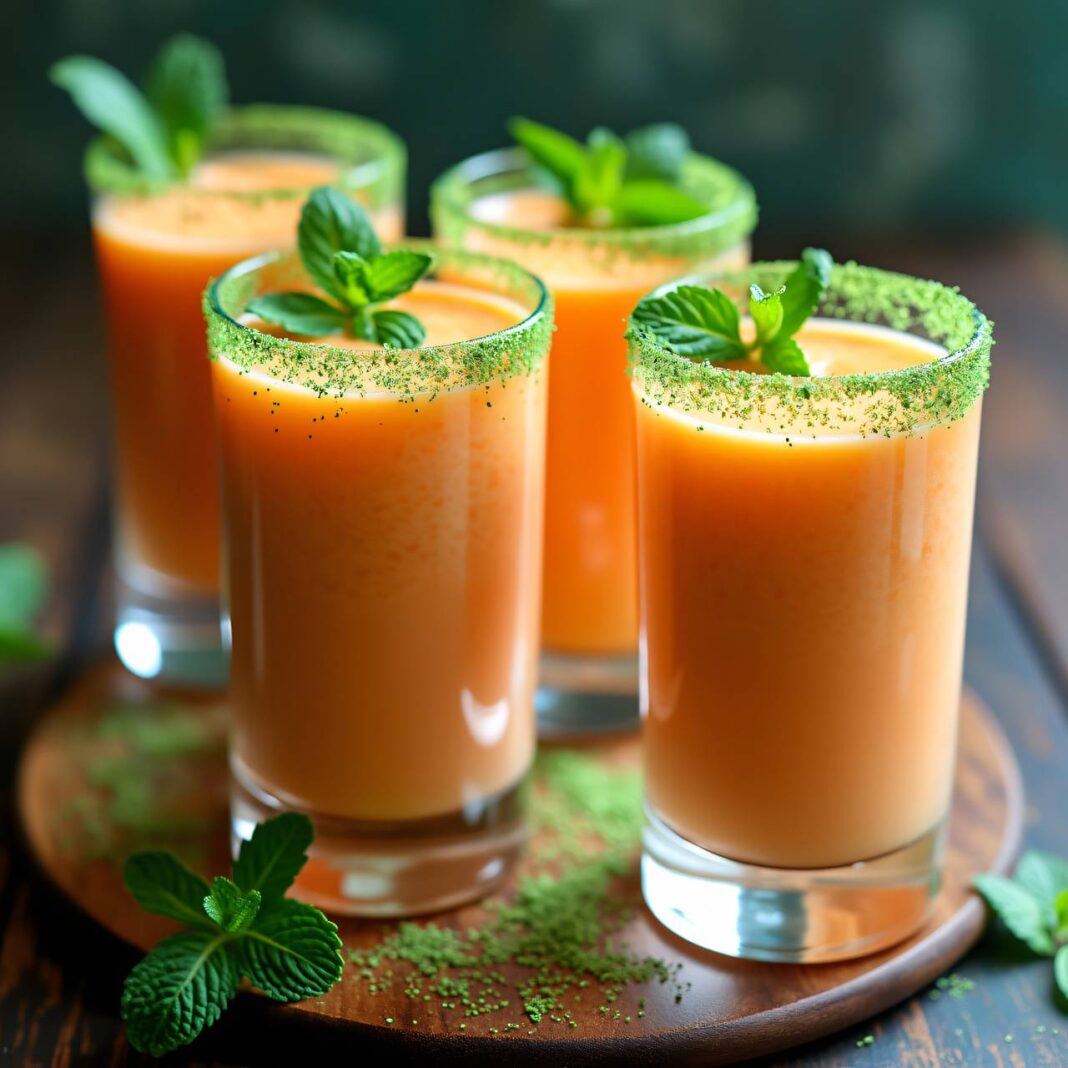 Pfirsich-Smoothie mit Minze Rezept Pfirsich-Smoothie mit Minze Rezept