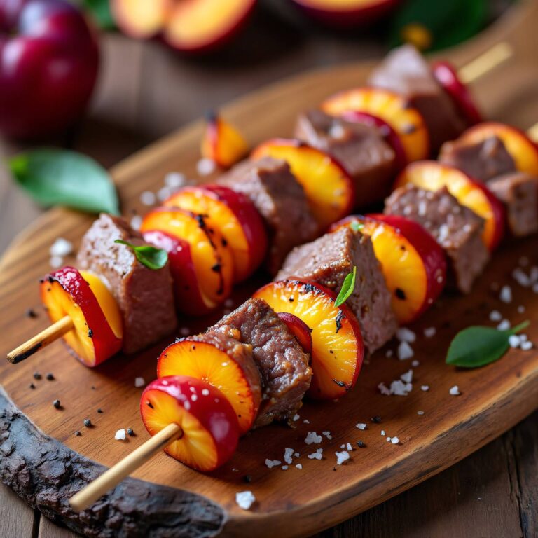 Pflaumen-Fleischspieße vom Grill Rezept
