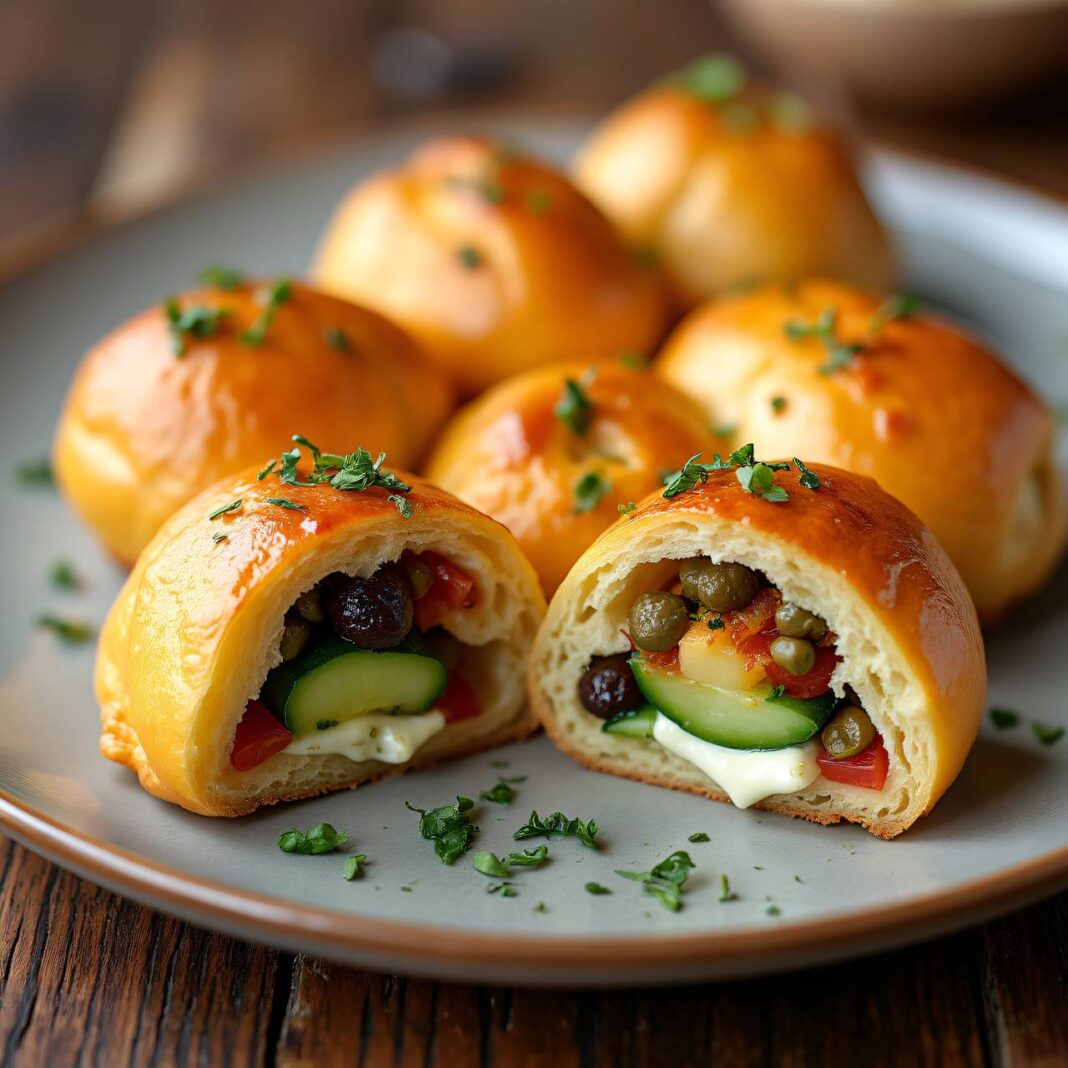 Pikant gefüllte Striezelteigknöpfli Rezept Pikant gefüllte Striezelteigknöpfli Rezept