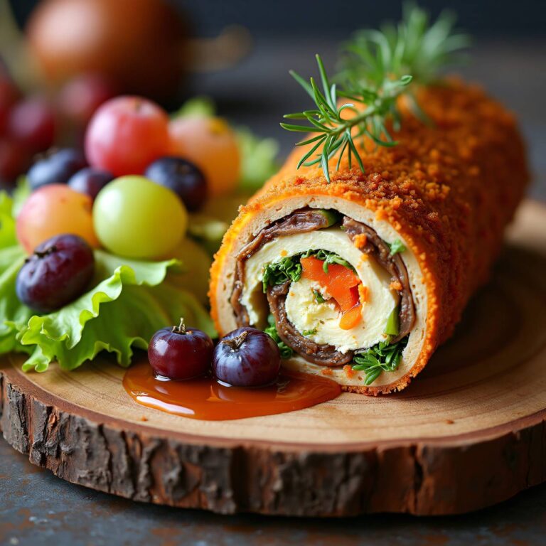 Pikante Kastanienroulade mit Gemüsefüllung und Herbstsalat Rezept