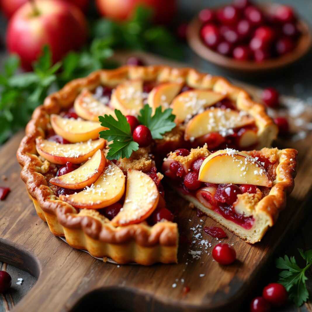 Pikanter Apfel-Pie mit Preiselbeeren Rezept Pikanter Apfel-Pie mit Preiselbeeren Rezept