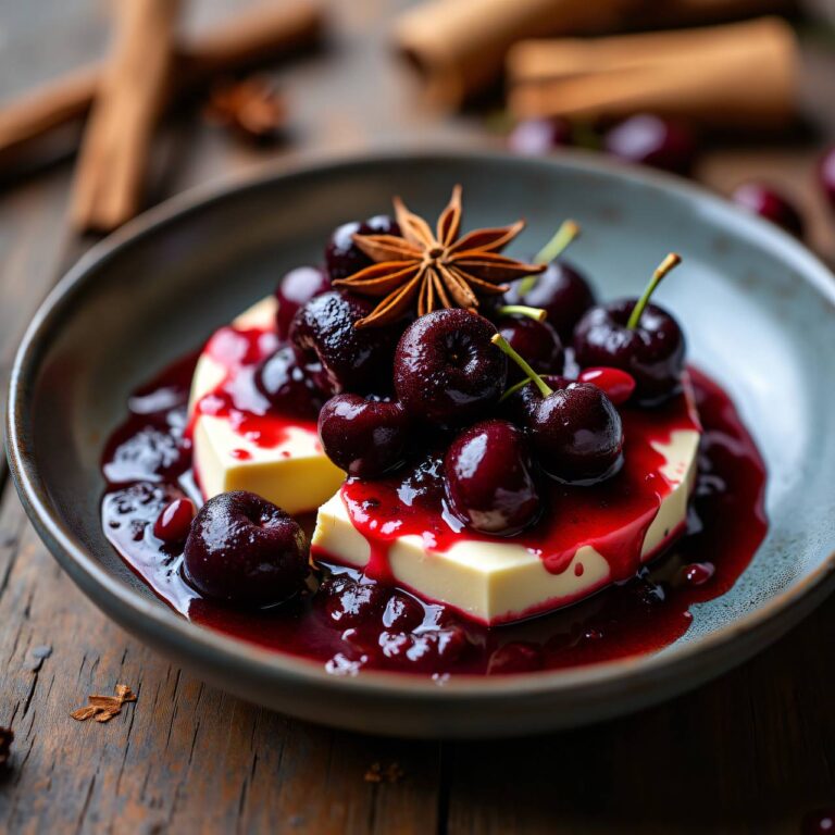 Pikanter Kirschenkompott mit Sahnekäse Rezept