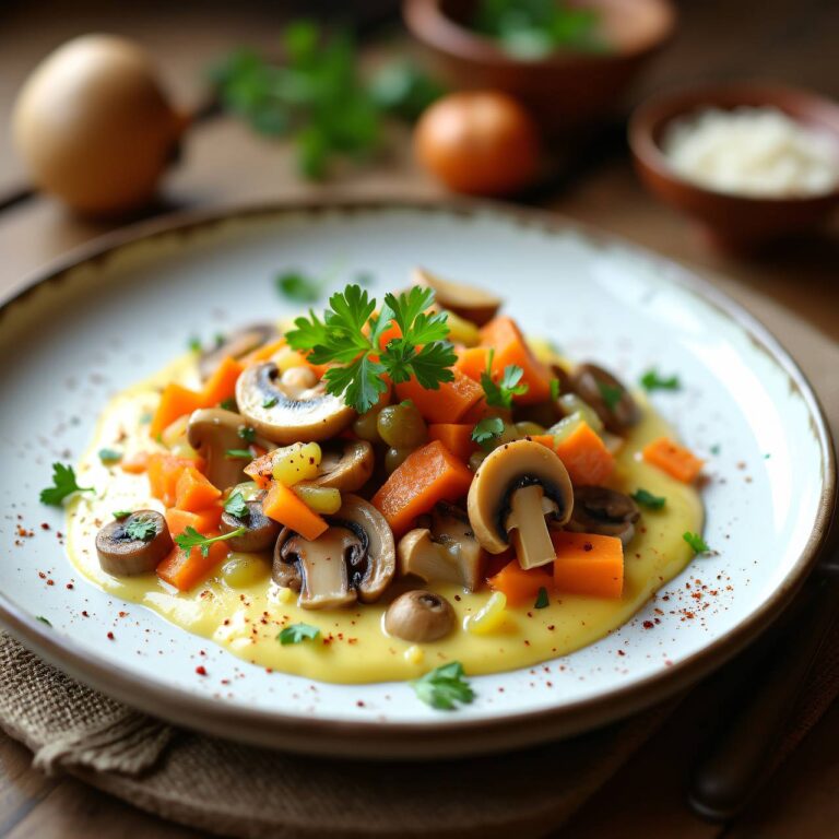 Pilzragout mit Gemüse und Crème fraîche Rezept