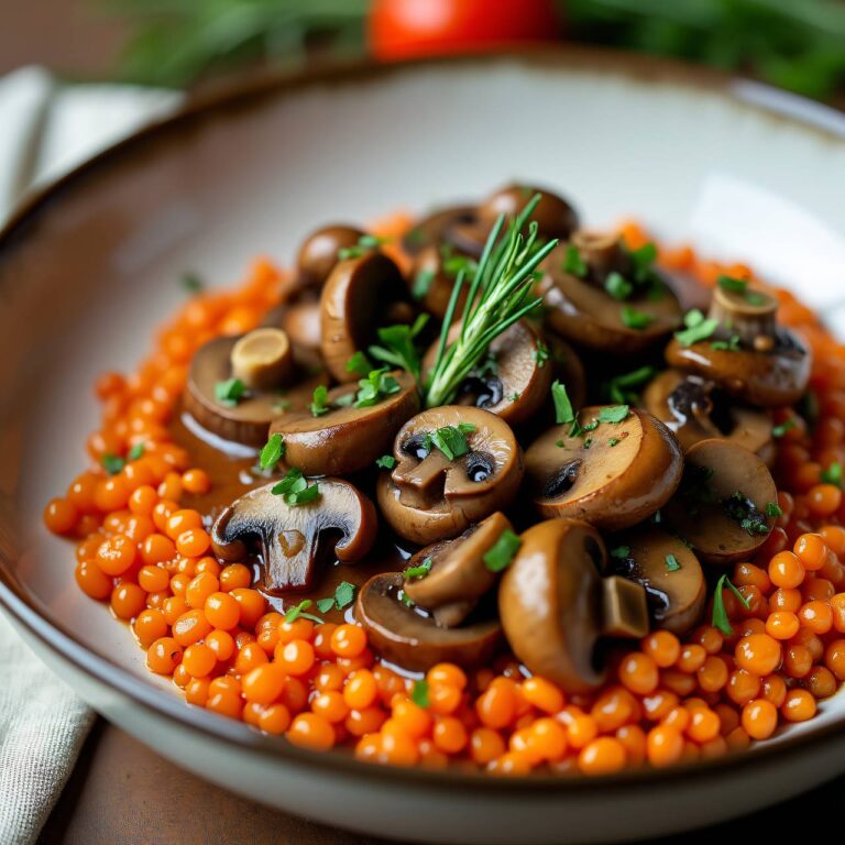 Pilzragout mit roten Linsen Rezept
