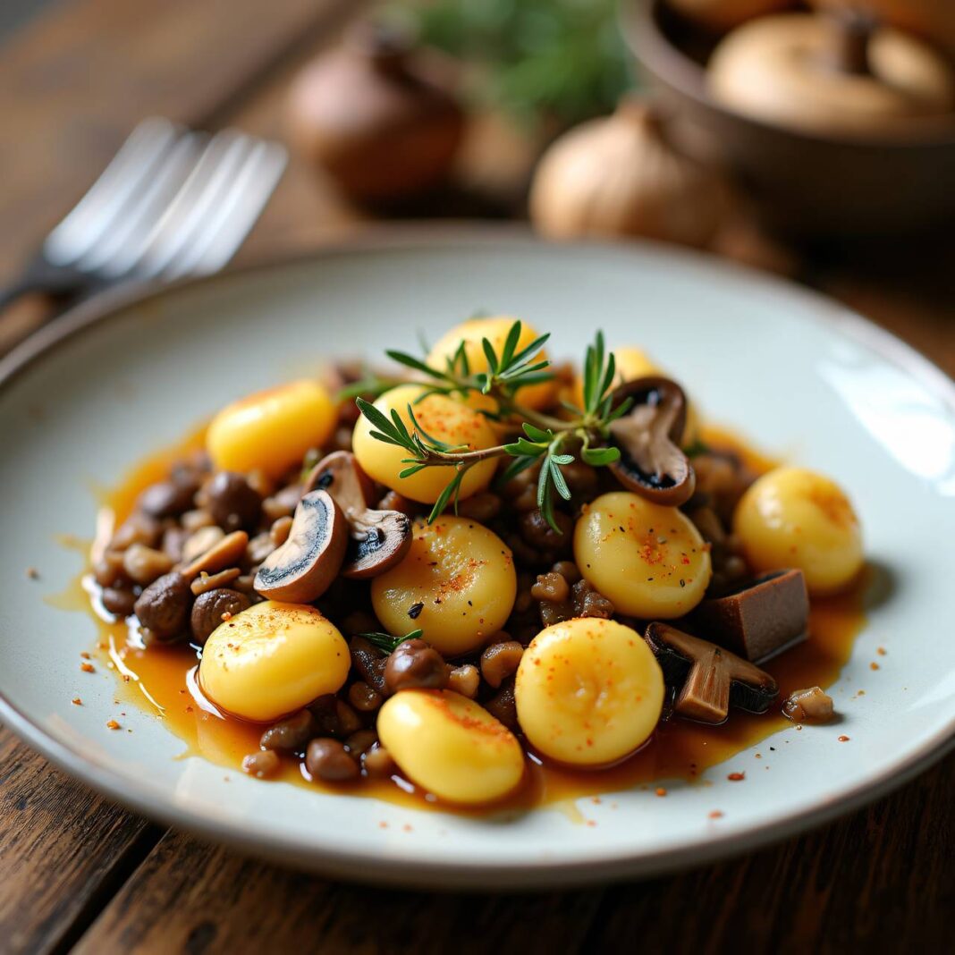 Pilzragout mit Safran-Gnocchi Rezept Pilzragout mit Safran-Gnocchi Rezept
