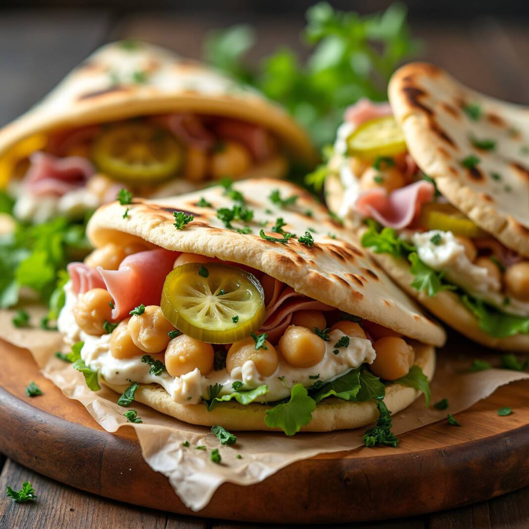 Pitas mit Kichererbsen-Schinken-Füllung Rezept Pitas mit Kichererbsen-Schinken-Füllung Rezept