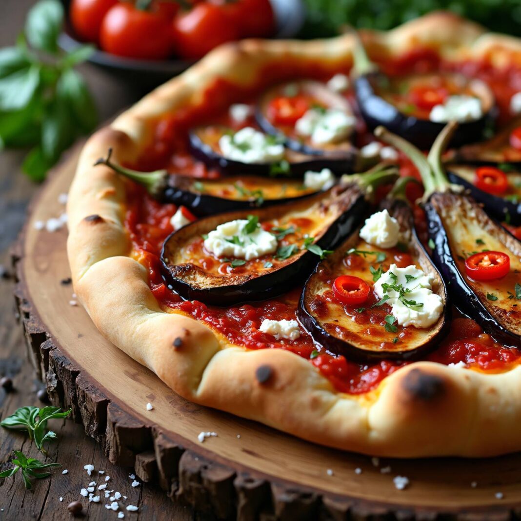 Pizza mit marinierten Auberginen Rezept Pizza mit marinierten Auberginen Rezept