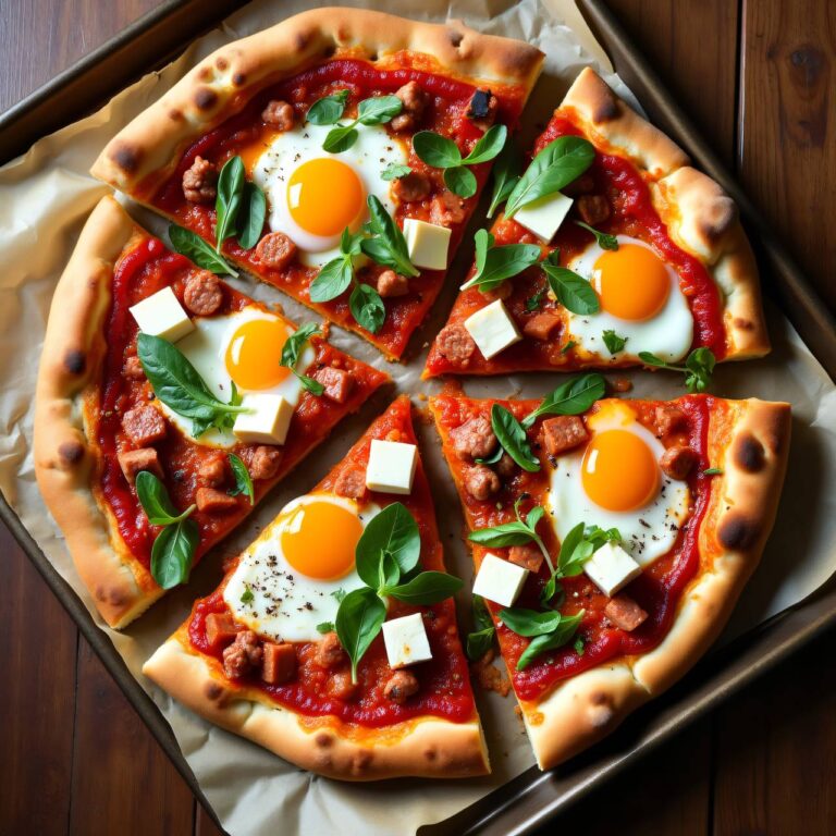 Pizza mit Paprikawurst und Ei Rezept