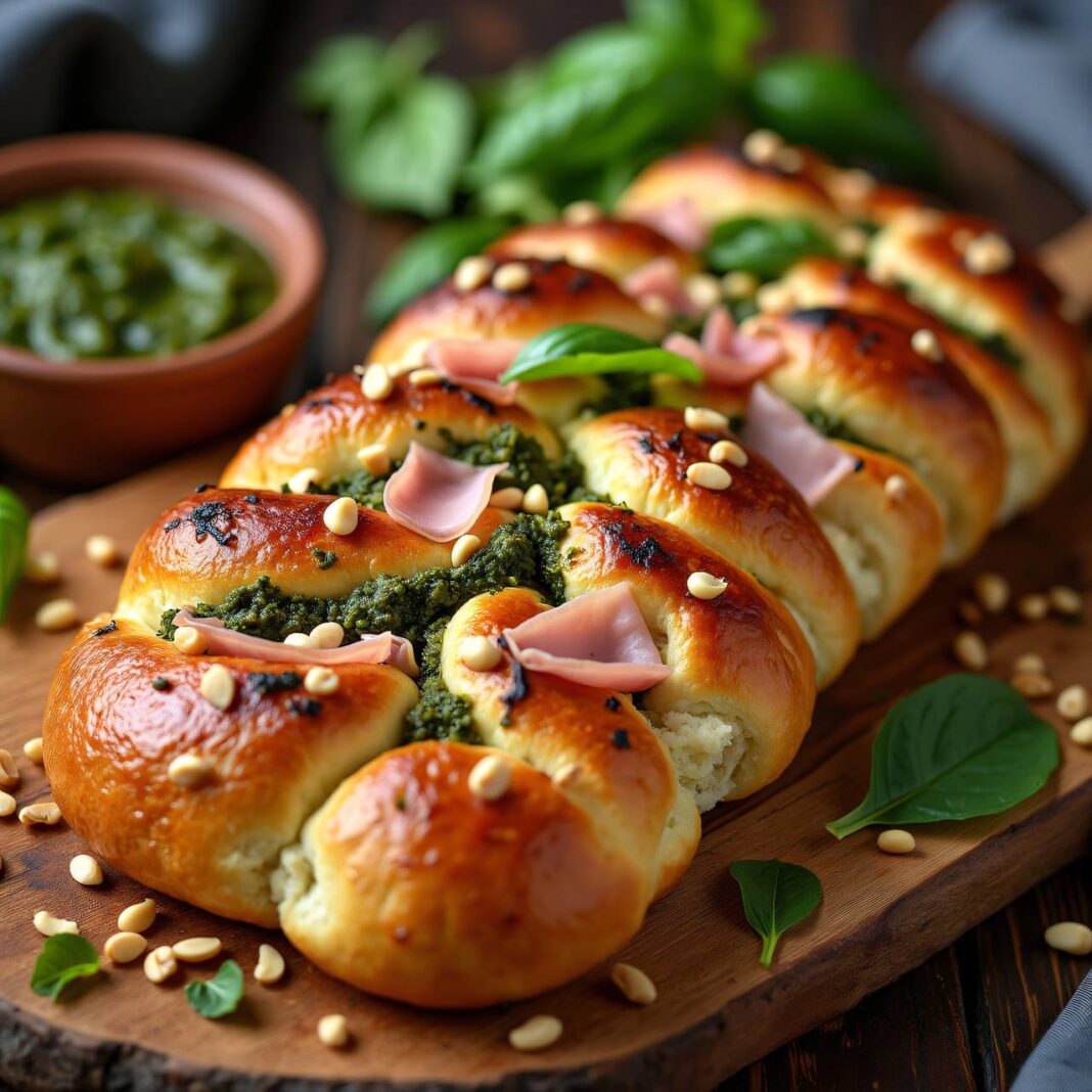 Pizza-Striezel mit Pesto und Rohschinken Rezept Pizza-Striezel mit Pesto und Rohschinken Rezept