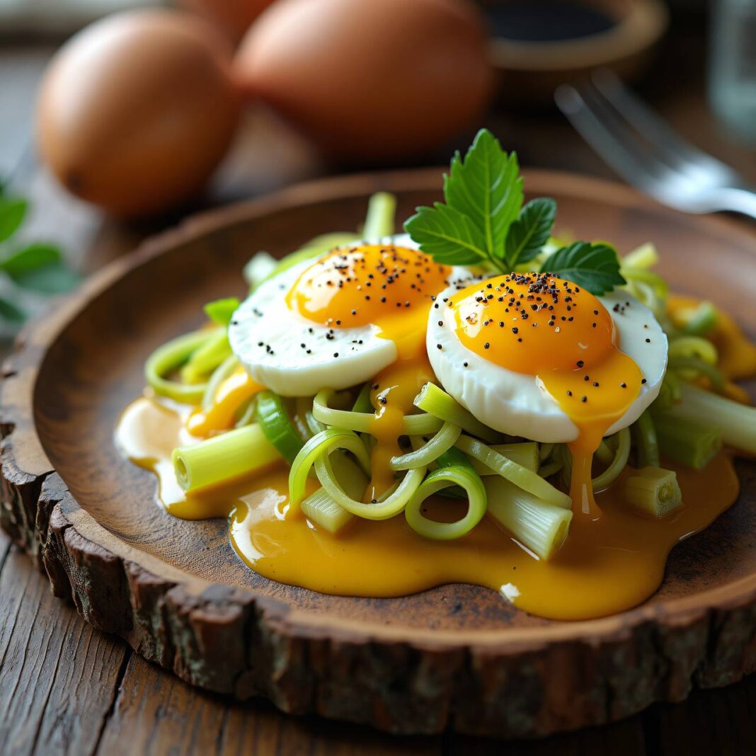 Pochierte Eier auf Gemüsebeet Rezept Pochierte Eier auf Gemüsebeet Rezept