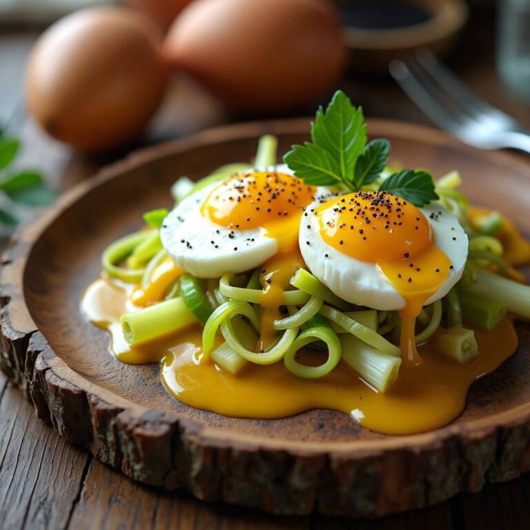 Pochierte Eier auf Gemüsebeet Rezept