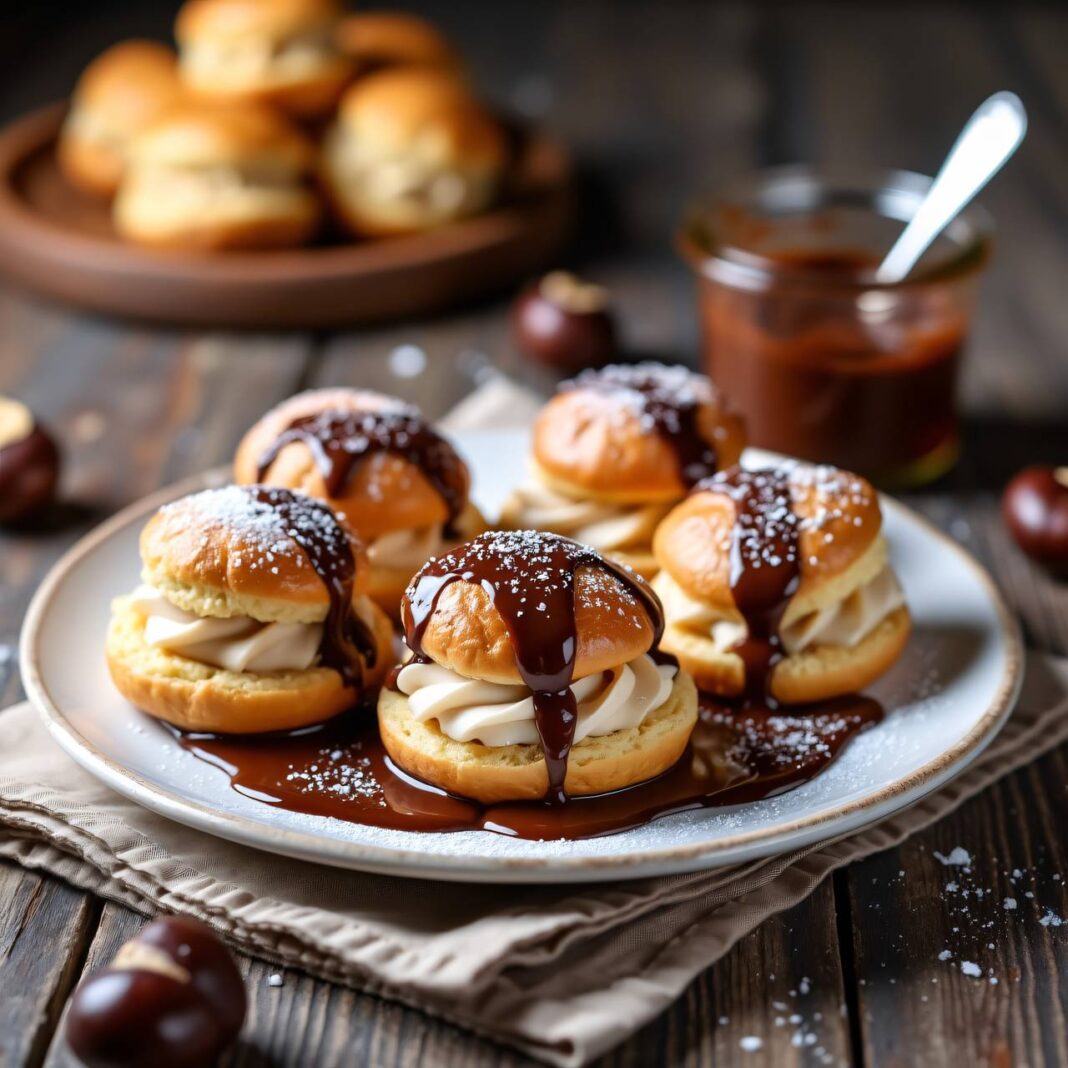 Profiteroles mit Kastanien und Schokolade Rezept Profiteroles mit Kastanien und Schokolade Rezept