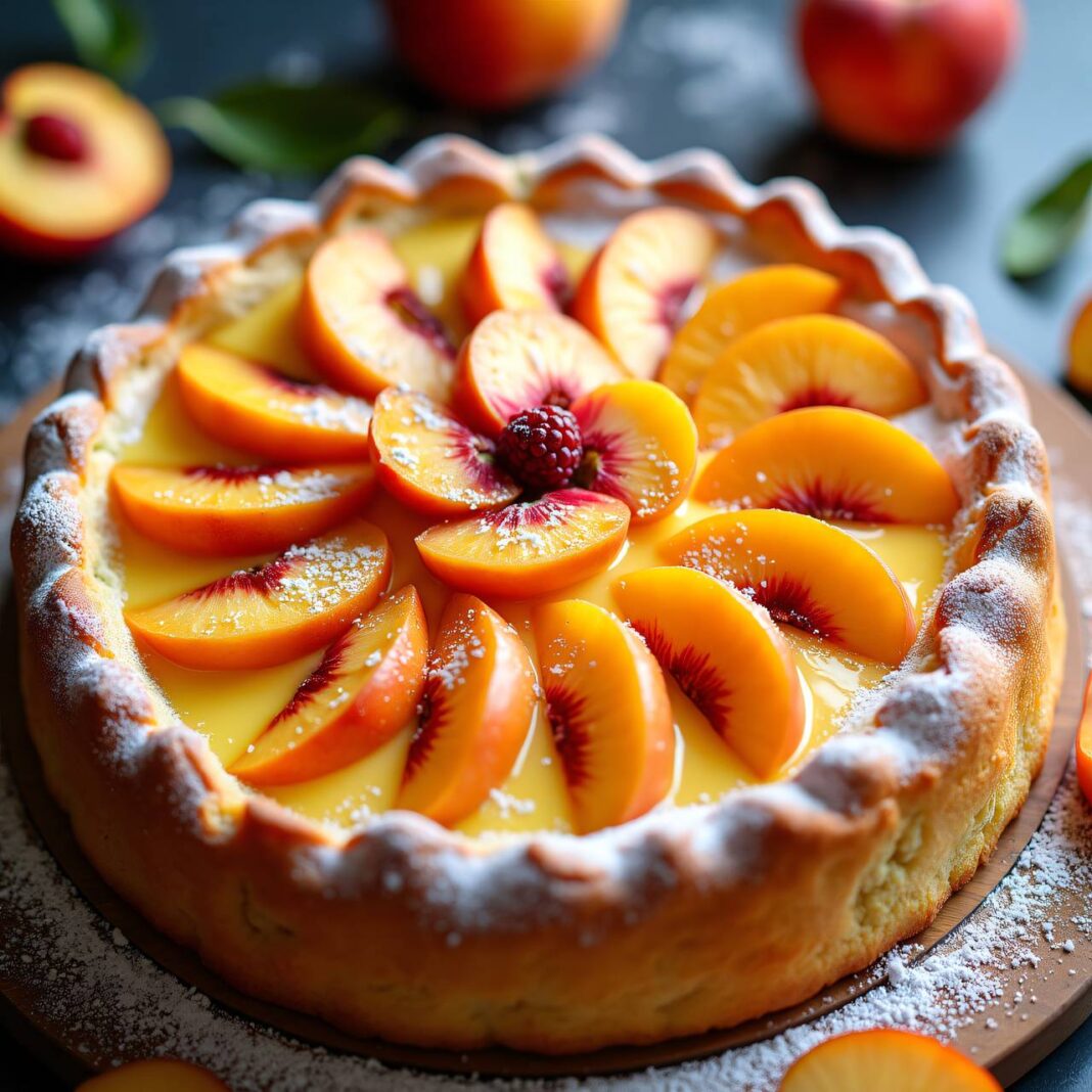 Puddingkuchen mit Nektarinen Rezept Puddingkuchen mit Nektarinen Rezept