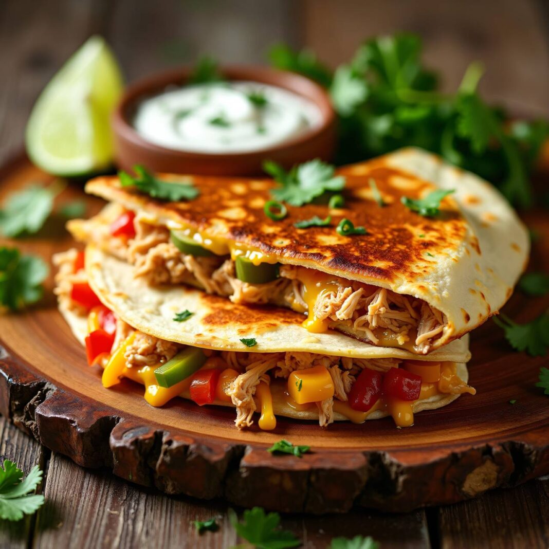 Pulled-Chicken-Quesadilla Rezept Pulled-Chicken-Quesadilla Rezept
