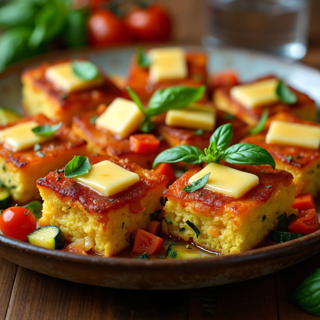 Quadrate auf Tomaten und Zucchini Rezept Quadrate auf Tomaten und Zucchini Rezept