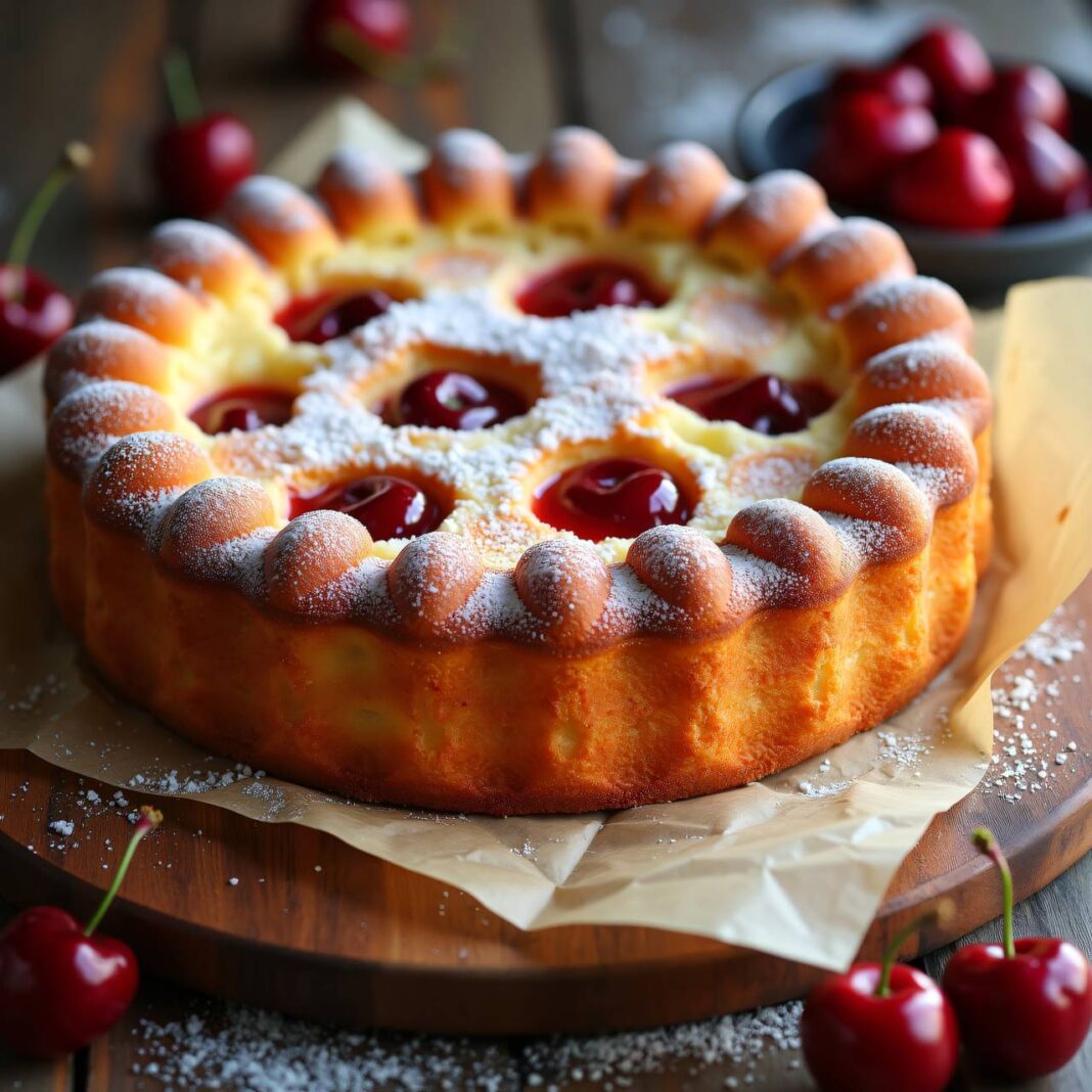 Quarkkuchen mit Kirschen Rezept Quarkkuchen mit Kirschen Rezept