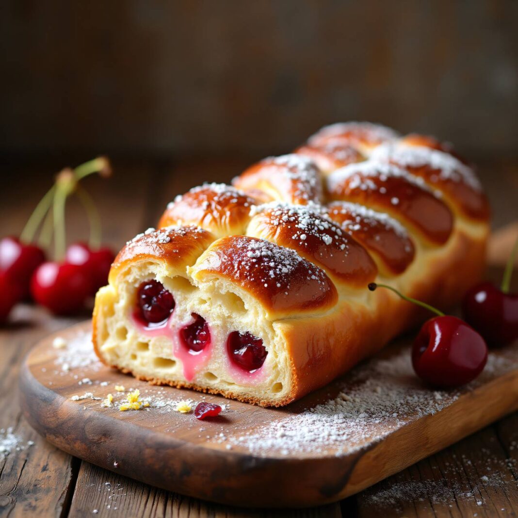 Quarkzopf mit Kirschen Rezept Quarkzopf mit Kirschen Rezept