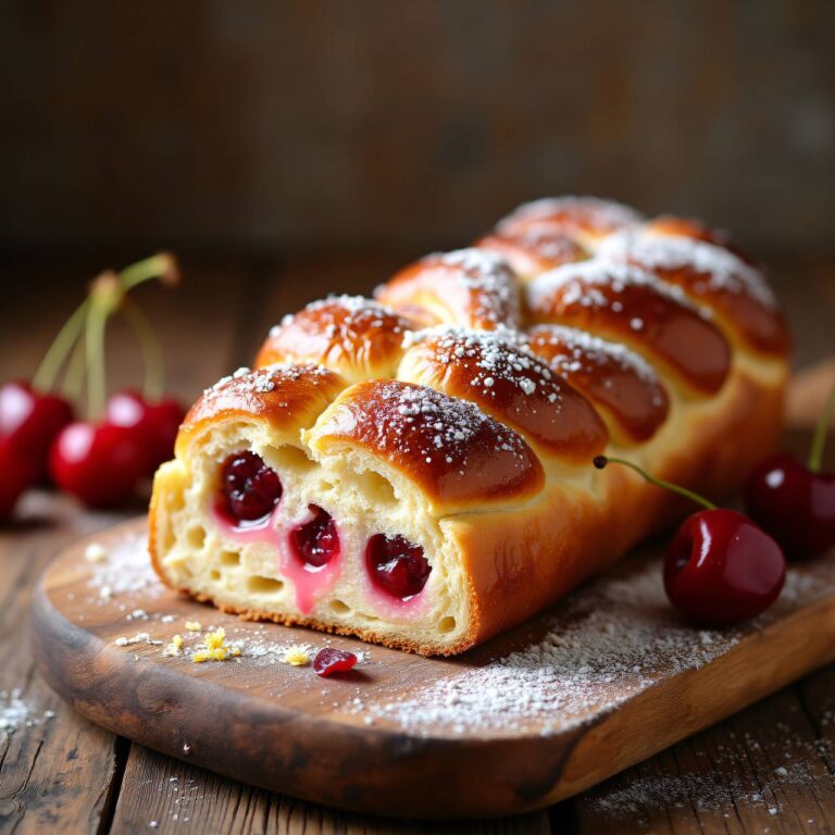 Quarkzopf mit Kirschen Rezept
