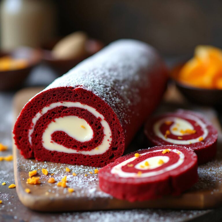 Red-Velvet-Roulade mit Schokoladenfüllung Rezept