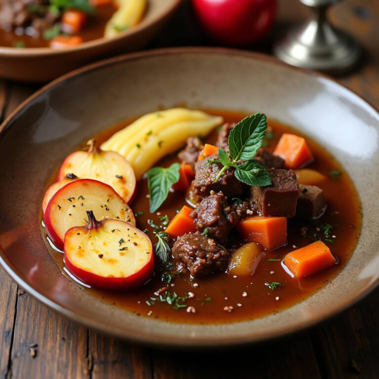 Rehragout mit Lorbeer-Äpfeln Rezept