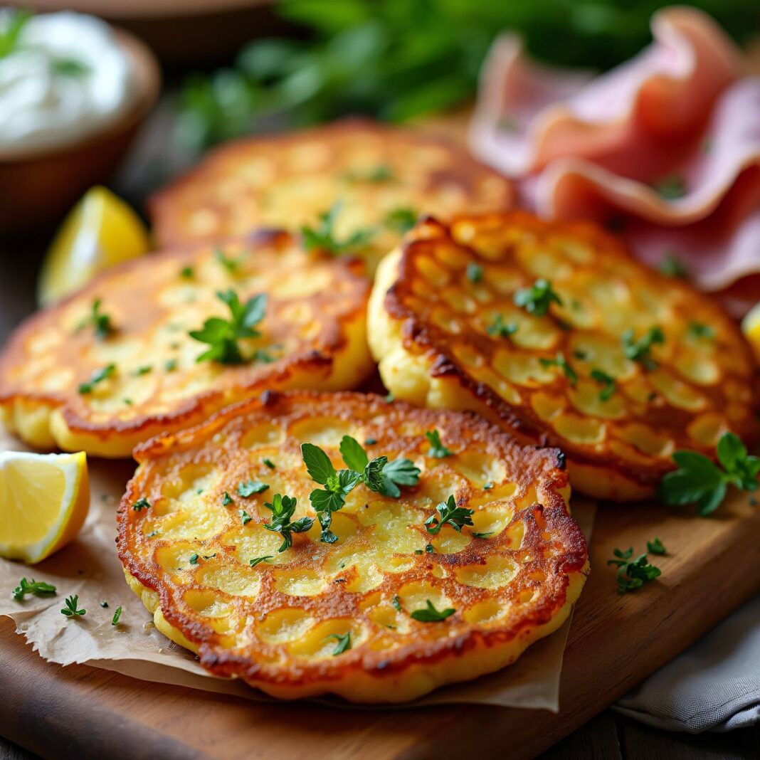 Reibeküchlein mit Zitronenmelissen-Quark Rezept Reibeküchlein mit Zitronenmelissen-Quark Rezept