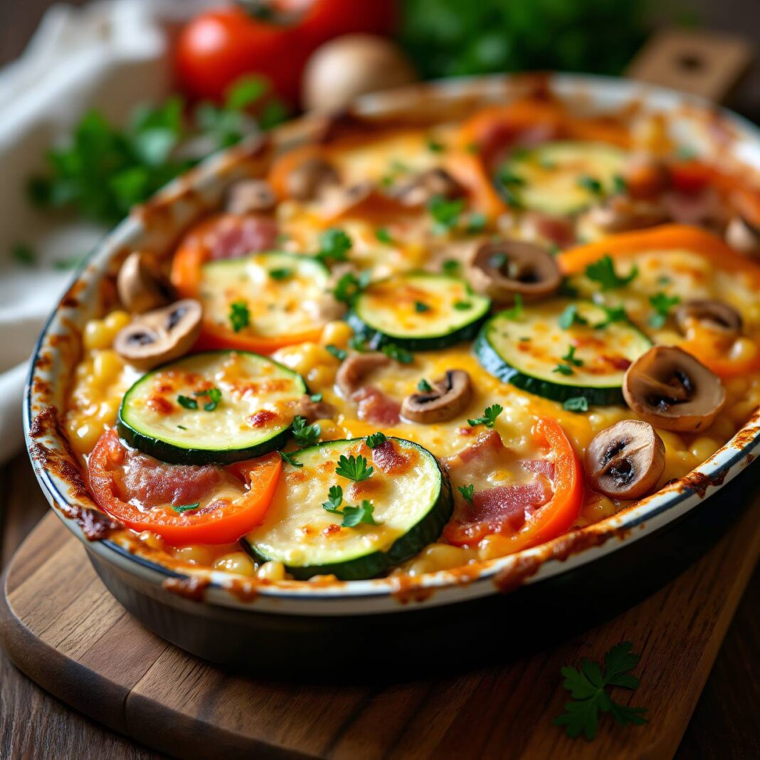 Reis-Gemüsegratin mit Champignons Rezept Reis-Gemüsegratin mit Champignons Rezept