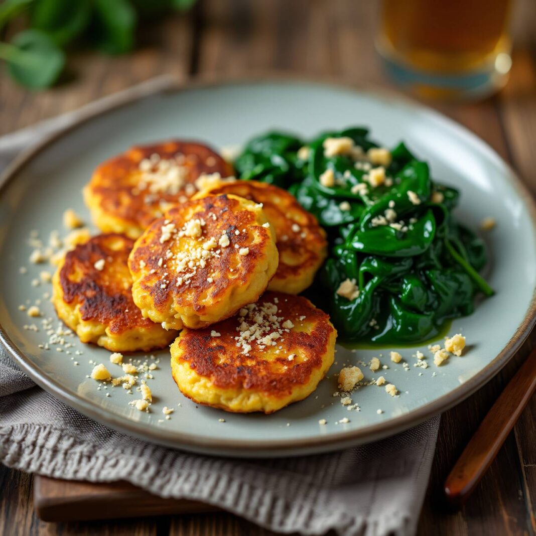 Reistätschli mit Spinatgemüse Rezept Reistätschli mit Spinatgemüse Rezept