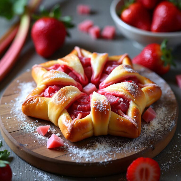 Rhabarber-Erdbeer-Hefestern mit Marzipan Rezept