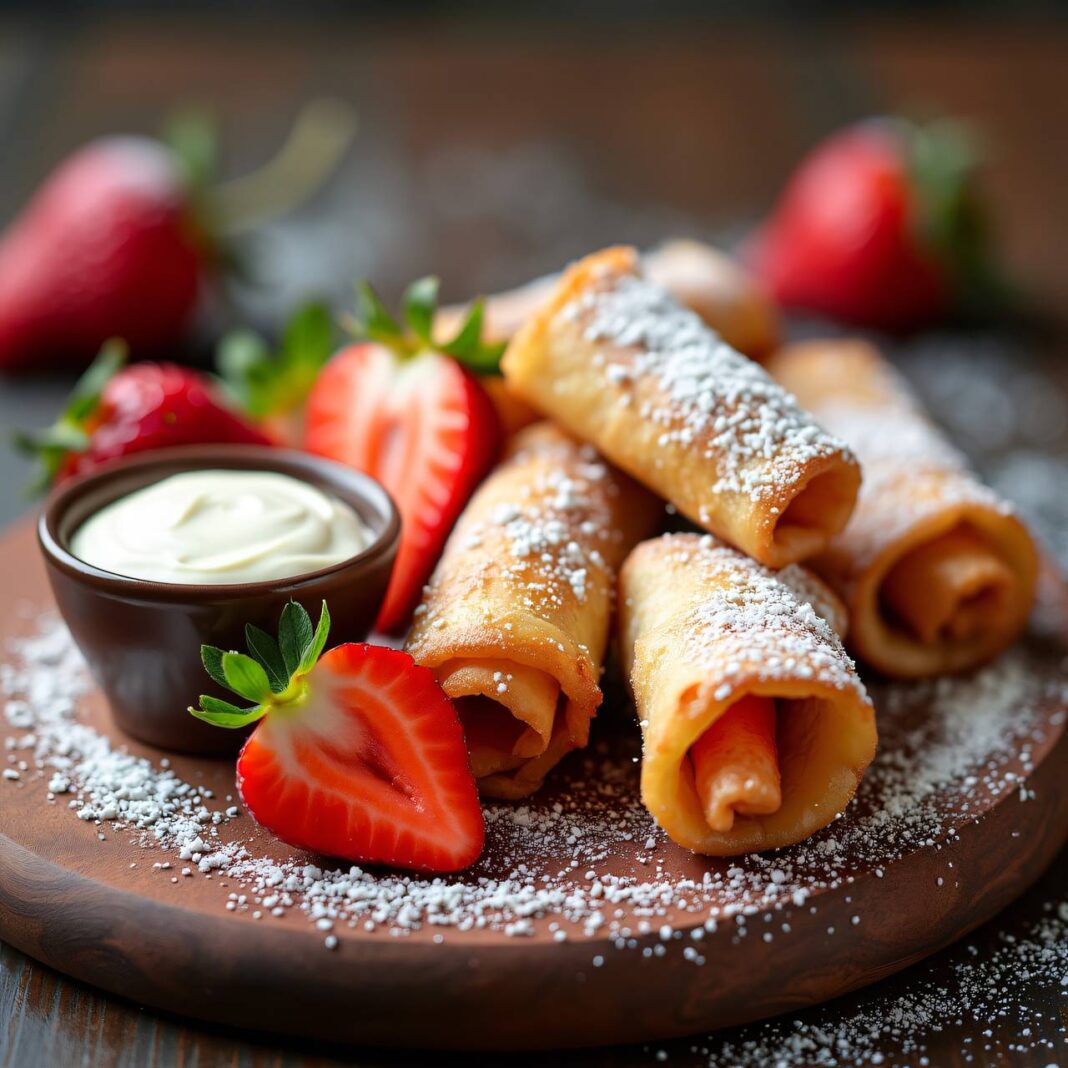 Rhabarber-Frühlingsrollen mit Erdbeeren Rezept Rhabarber-Frühlingsrollen mit Erdbeeren Rezept