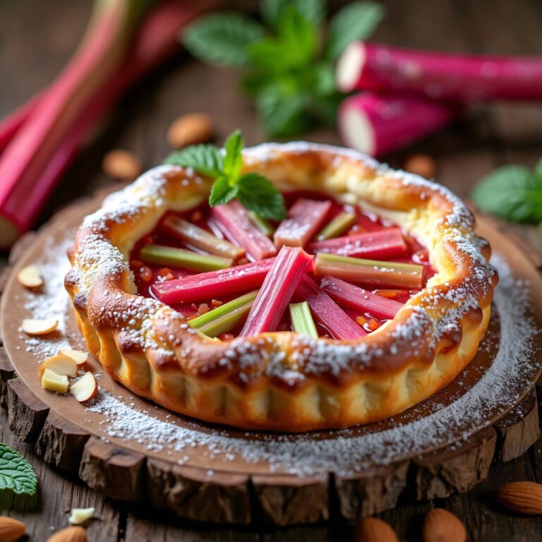 Rhabarber-Mandel-Blechkuchen Rezept