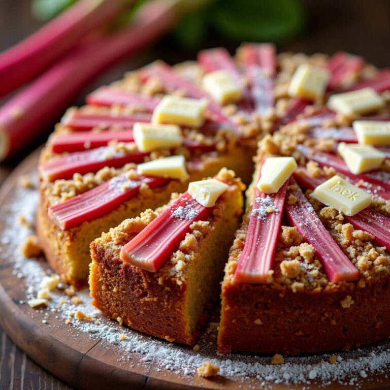 Rhabarber-Streuselkuchen mit Schokolade Rezept