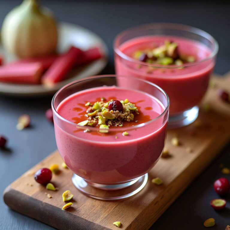 Rhabarbercrème mit Pistazien-Krokant Rezept