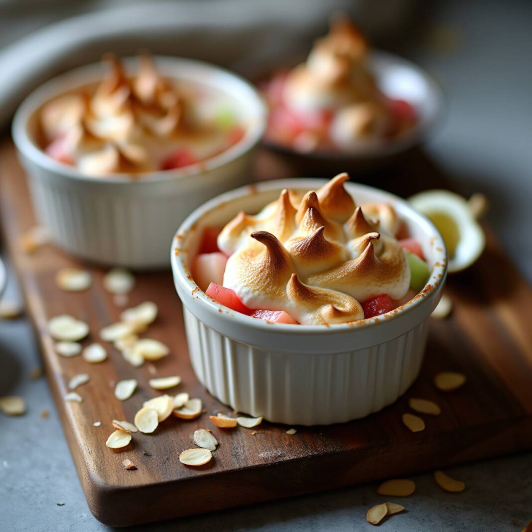 Rhabarbergratins mit Mandelmeringue Rezept Rhabarbergratins mit Mandelmeringue Rezept