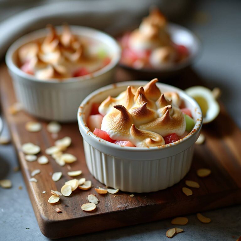 Rhabarbergratins mit Mandelmeringue Rezept