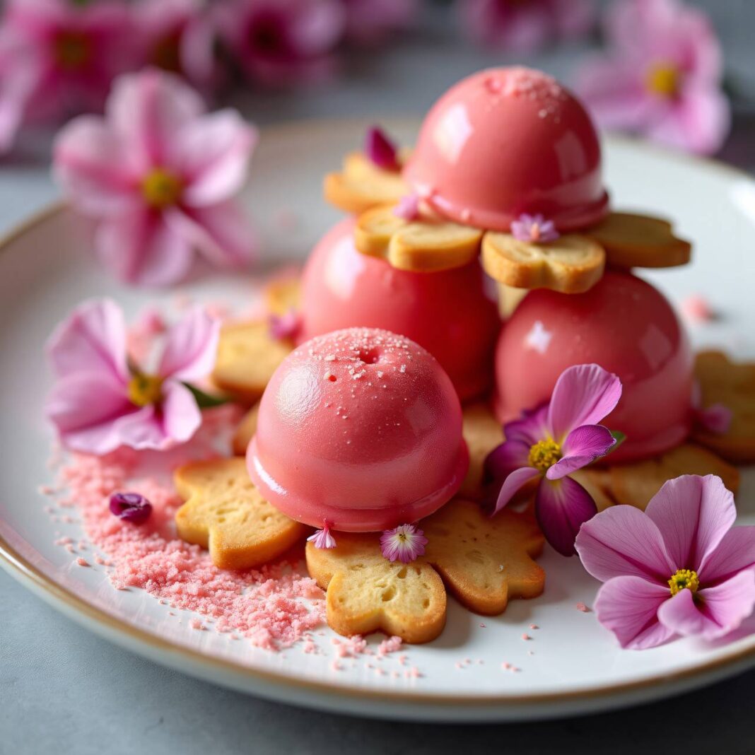 Rhabarbersorbet auf Ingwer-Tuiles Rezept Rhabarbersorbet auf Ingwer-Tuiles Rezept