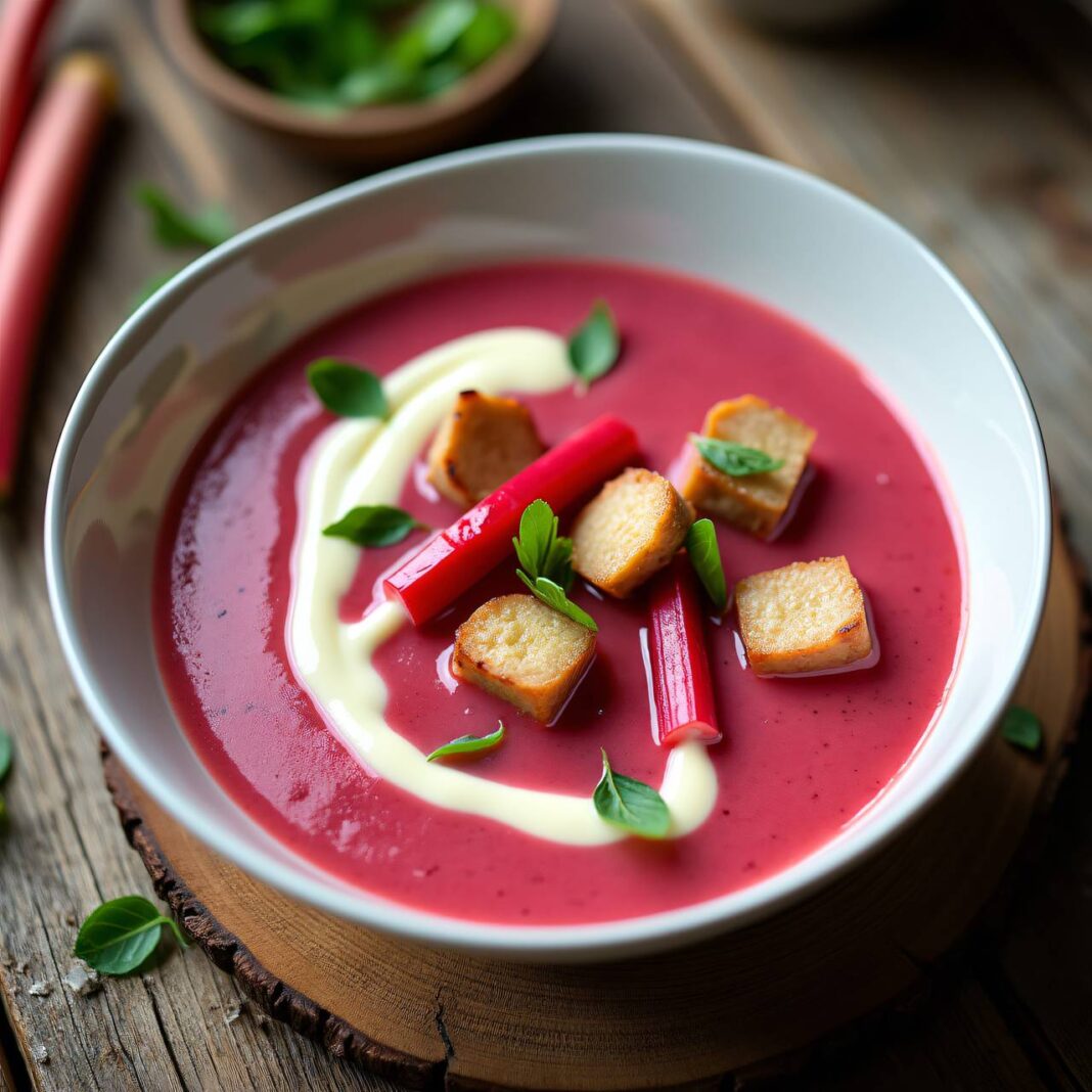 Rhabarbersuppe mit Geflügelleber Rezept Rhabarbersuppe mit Geflügelleber Rezept