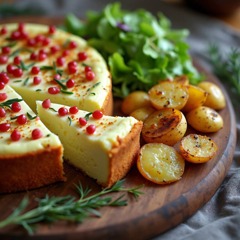 Ricotta-Kuchen mit rosa Pfeffer zu Frühkartoffeln Rezept
