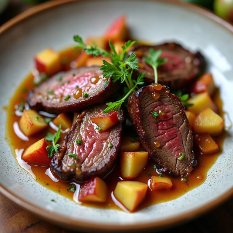 Rindergeschnetzeltes an Calvados-Sauce flambiert Rezept
