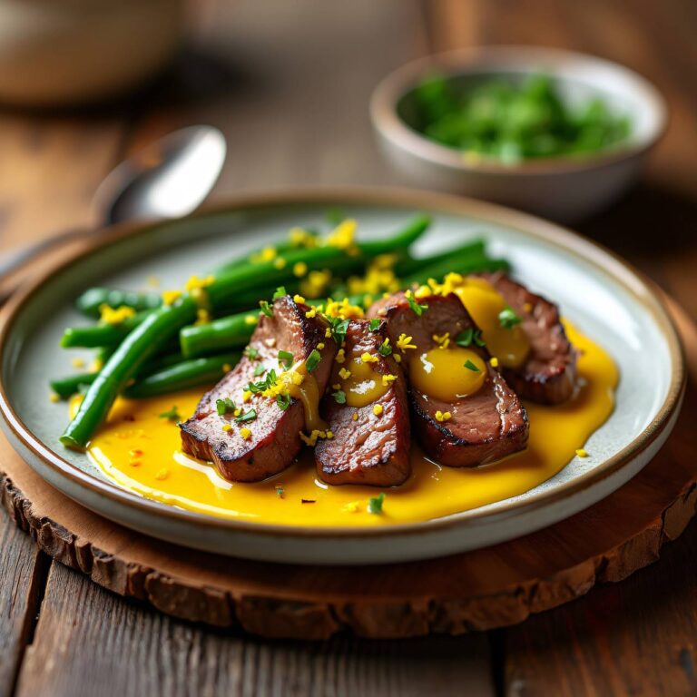 Rindergeschnetzeltes an Safransauce mit Bohnen Rezept