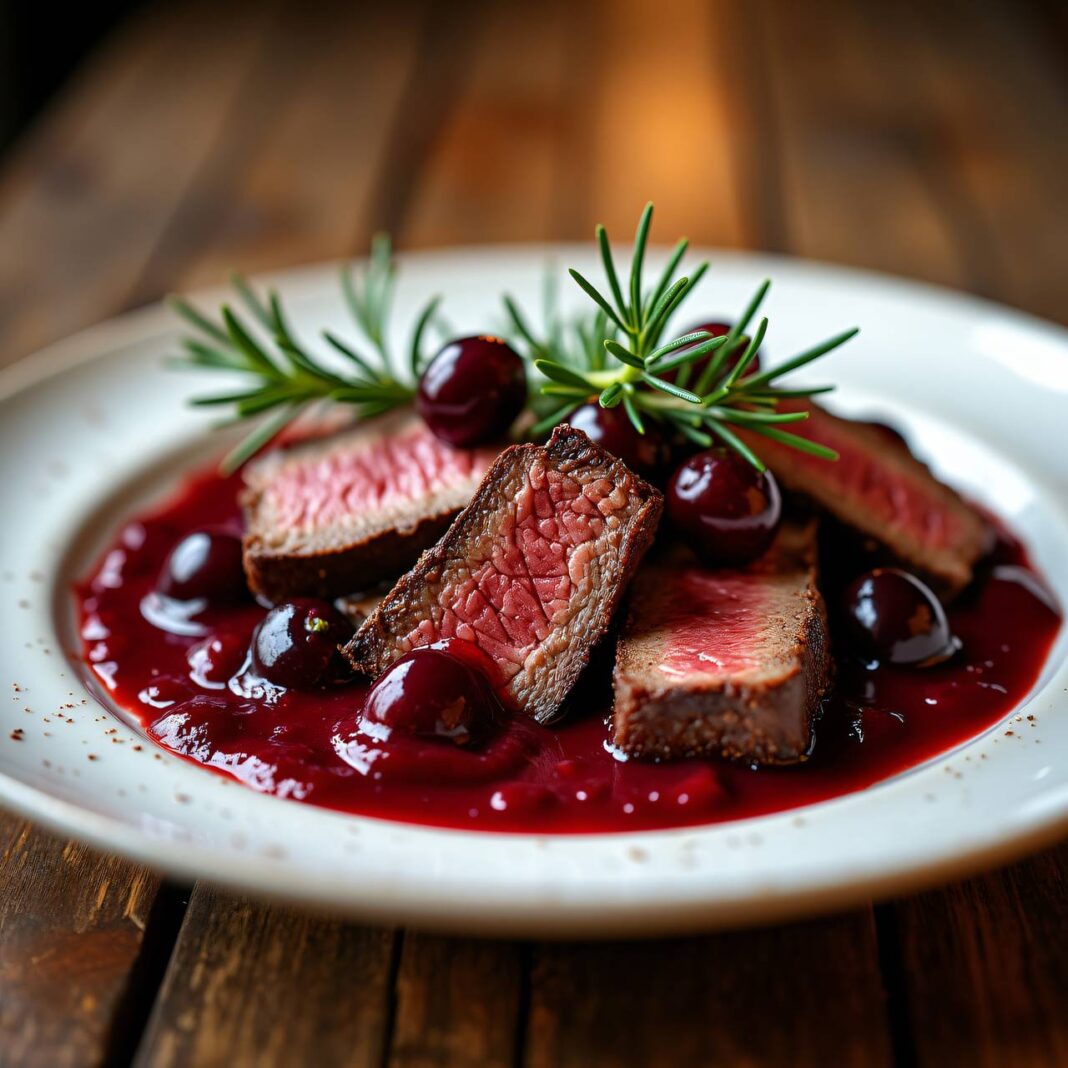 Rindfleisch in Kirschensauce Rezept Rindfleisch in Kirschensauce Rezept