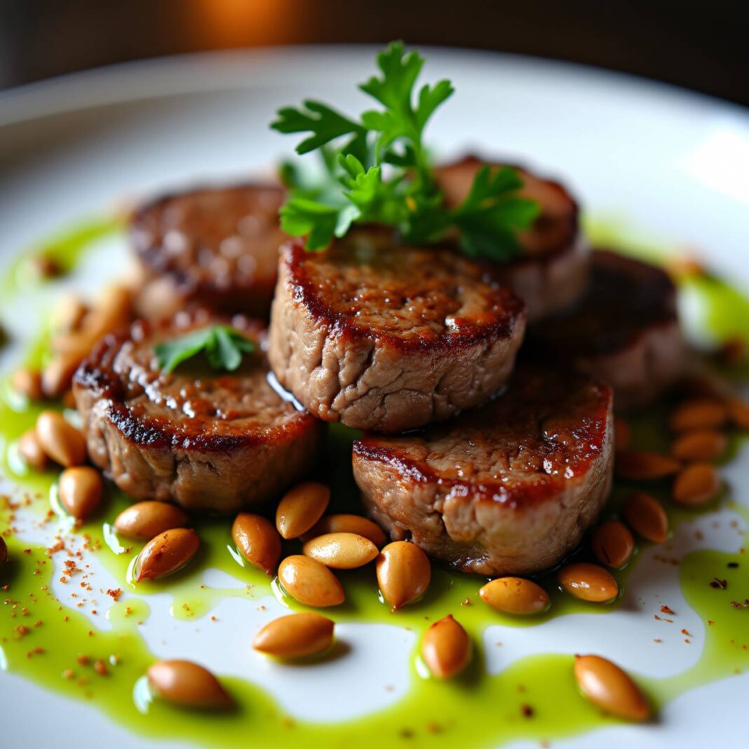 Rindfleisch mit Kürbiskernöl Rezept Rindfleisch mit Kürbiskernöl Rezept